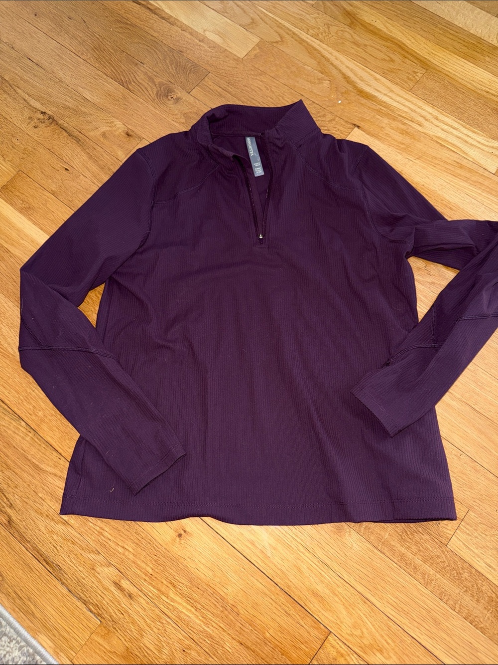 Quarter-Zip Long Sleeve Top - Deep Plum